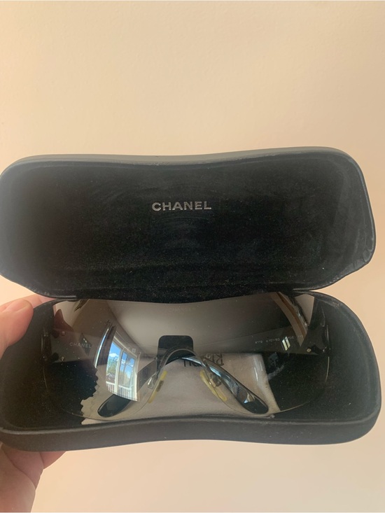 CHANEL Accessories - CHANEL Black Shield Sunglasses with Branded Case